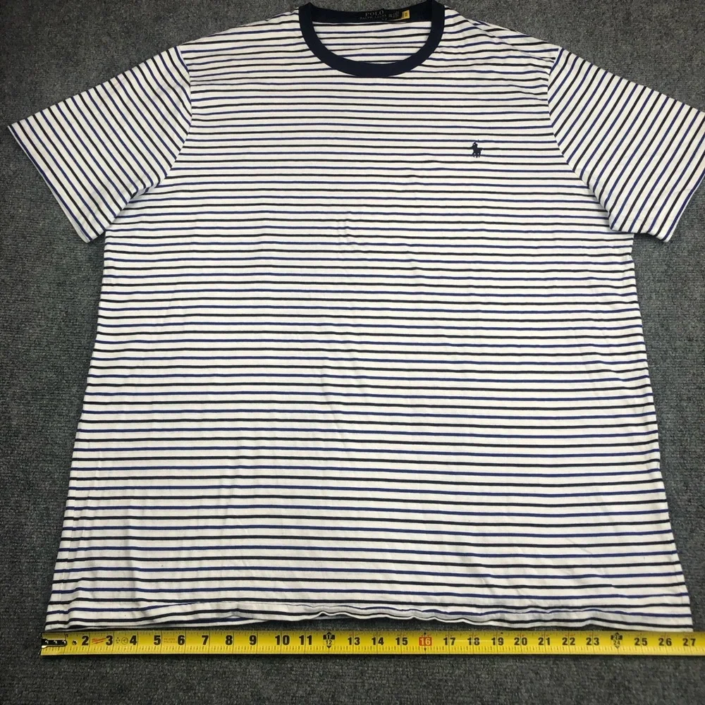 Polo Ralph Lauren Men’s Striped Crew Neck T-Shirt - White/Navy